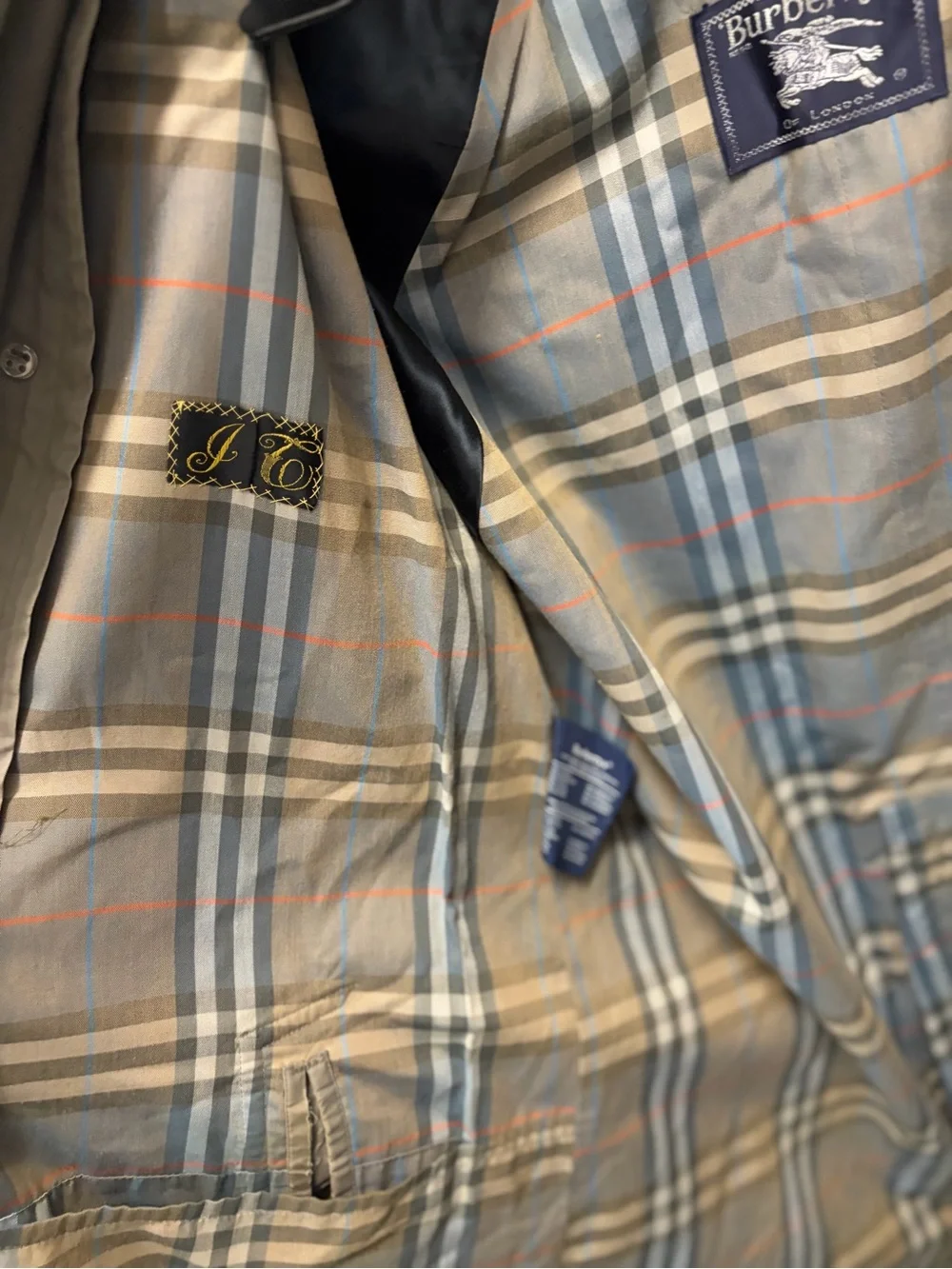 Burberry Khaki Trench Coat with Plaid Lining